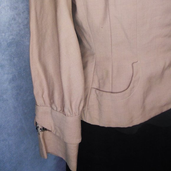 50s Pink Jacket with Rhinestones & Beading -- DAMAGED 1950s VINTAGE - Picture 4 of 12